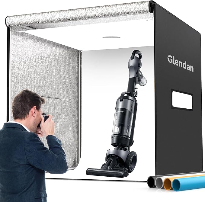 Glendan 32"x32" Light Box Photography, Large Photo Light Box | 3 Light Panels, 792 LED Beads, CRI >95, Professional Photo Booth Shooting Tent Kit with 4 Color Backdrops for Product by Glendan