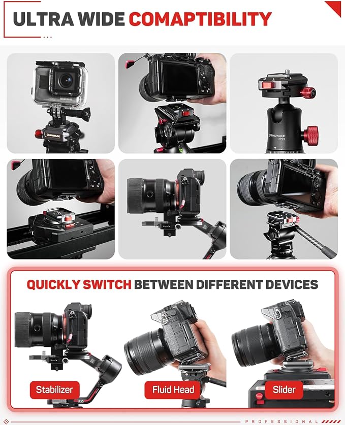 IFOOTAGE Q38-BASE Quick Release Base Tripod Mount QR Base | Tripod Quick Release Base with 3/8" Thread, QR Mount Adapter for Tripod Monopod Slider, Fast Camera Setup Accessory - Image 6