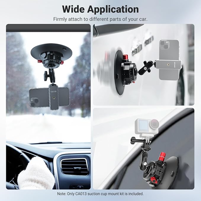 NEEWER 6" Suction Cup Camera Mount with Ball Head Magic Arm, 2 Pack, CA013 | Metal Car Mount for Camera/Action Camera/Phone, Air Pump Vacuum, On Car or Window Glass, 1/4" 3/8" Mounting Holes for ARRI - Image 4