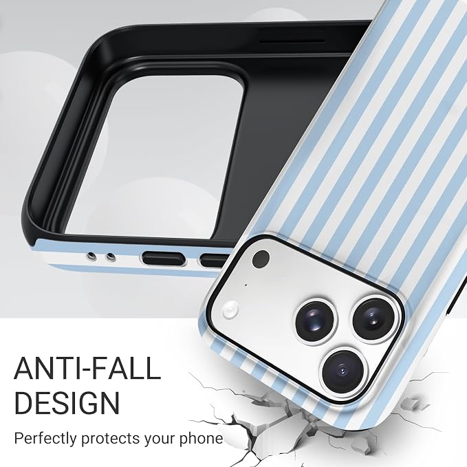 TPU Phone Case for iPhone 17 Pro Max, MagSafe Wireless Charging Compatible, Shockproof Slim Fit Protective Cover with Anti-Yellowing & Raised Camera Protection (blue stripe, iPhone 17 Pro Max(6.9")) - Image 5