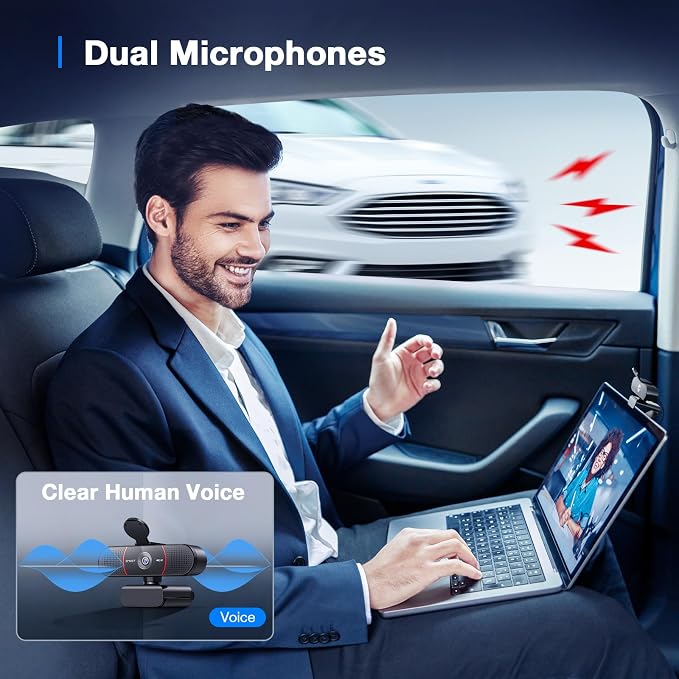 EMEET C960 4K Webcam for PC, PDAF Auto Focus, Dual Omni Mics, 73° FOV | Auto Light Correction, USB-A, Plug&Play, Web cam 4K with Privacy Cover, Webcam 4K Works for Zoom/Teams/Google Meet, Laptop/PC - Image 4