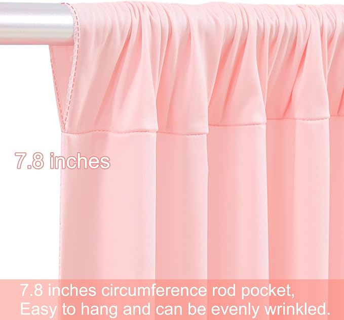 10x12 Blush Pink Backdrop Curtains for Wedding Party Wrinkle Free Backdrops Curtain Drapes Fabric Decorations Photo Back Drop Cloth for Baby Shower Photography Stage Reception 5ft x 12ft,2 Panels - Image 8