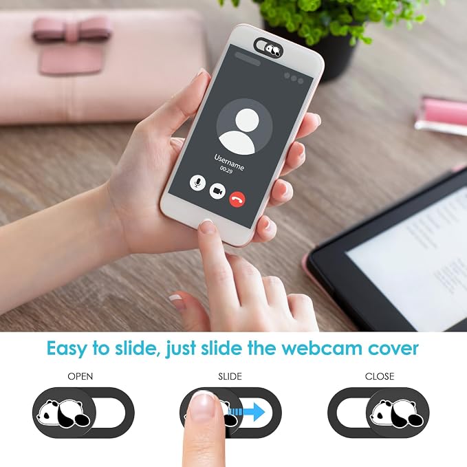 Webcam Cover Slide, Cute Panda Front Camera Privacy Covers fits Laptop, Phone, Tablet, Computer, MacBook, iPhone, Smartphone, Ultra Thin Durable Web Camera Cover Protect Your Privacy and Security - Image 4