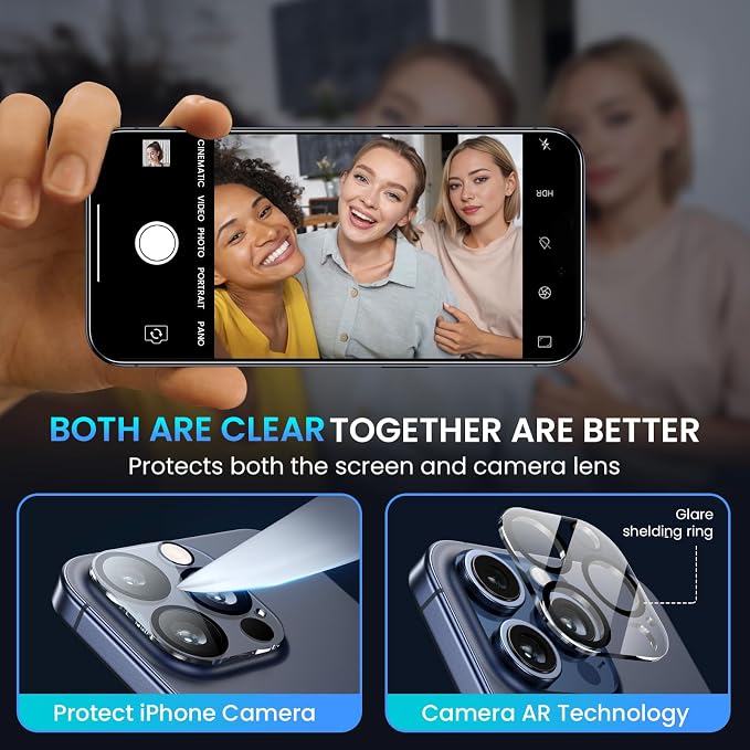 Fotbor [3+3 Pack for iPhone 15 Pro Max Screen Protector with Camera Lens Protector, Tempered Glass Shatterproof Easy Installation Frame, HD Clear Full Coverage iPhone 15 Pro Max Accessories 6.7 Inch - Image 4