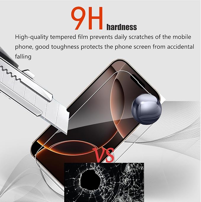 Front and Back Protector for iPhone 16 Pro Max + Camera Lens Protector | (2+2+2) 9H Hardness, Easy to Install with Alignment Tool,Case Friendly - Image 3