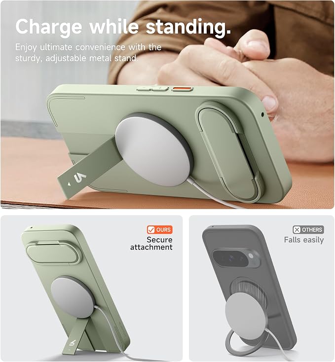 SURITCH for Google Pixel 10 Pro XL Phone Case, Compatible with MagSafe, Protective Cover with Camera Cover & Adjustable Metal Kickstand for Pixel 10 Pro XL 2025 -Sage Green - Image 6