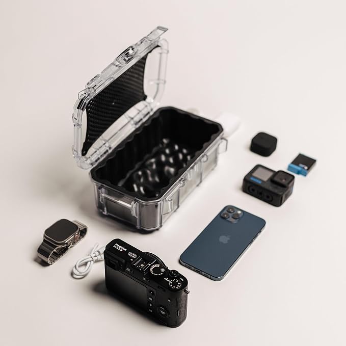 Evergreen Dry Box Tech Organizer – For Camera, Cables, Hard Drives, Memory Cards, Keys, Compatible with GoPro, Airtags (Large, Rubber Boot, Clear) - Image 8