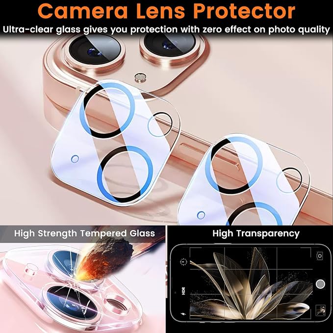 Lesakit 4+4 Pack Privacy Screen Protector for iPhone 15 Plus 6.7-Inch with 4 Pack Camera Lens Protector, Anti Spy Tempered Glass Film 9H Hardness Case Friendly - Image 5