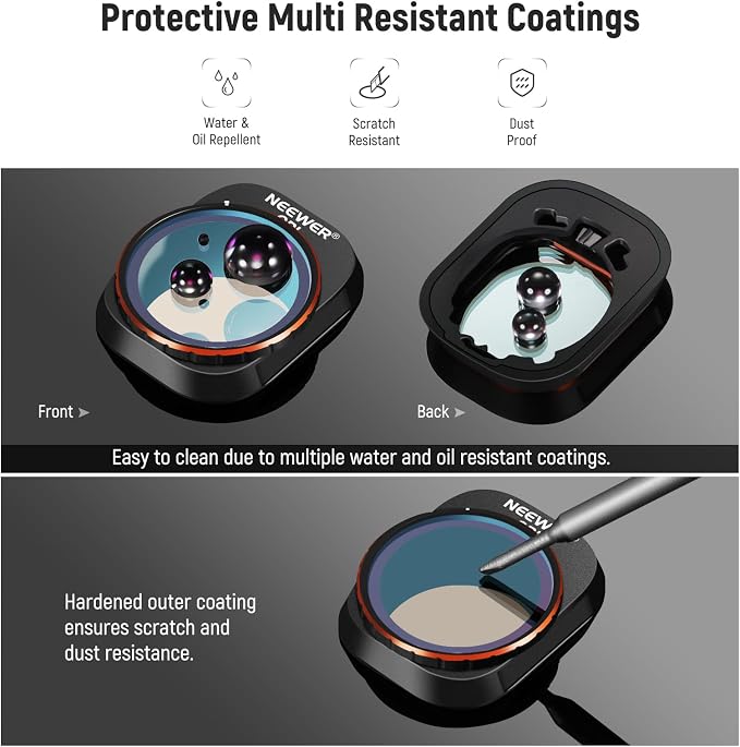 NEEWER ND & CPL Filter Set Compatible with DJI Mini 4 Pro, 8 Pack UV CPL ND8 ND16 ND32 ND64 ND128 ND256 CPL Polarizer Neutral Density Drone Lens Filters, Multi Coated HD Optical Glass/Aluminum Frame - Image 8