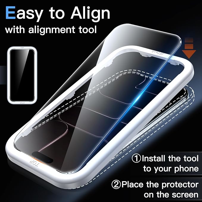JETech Screen Protector for iPhone Air, 2+2 Pack | with Camera Lens Protector, HD Clear Tempered Glass, Anti-Scratch Protection, Easy Installation Tool - Image 4