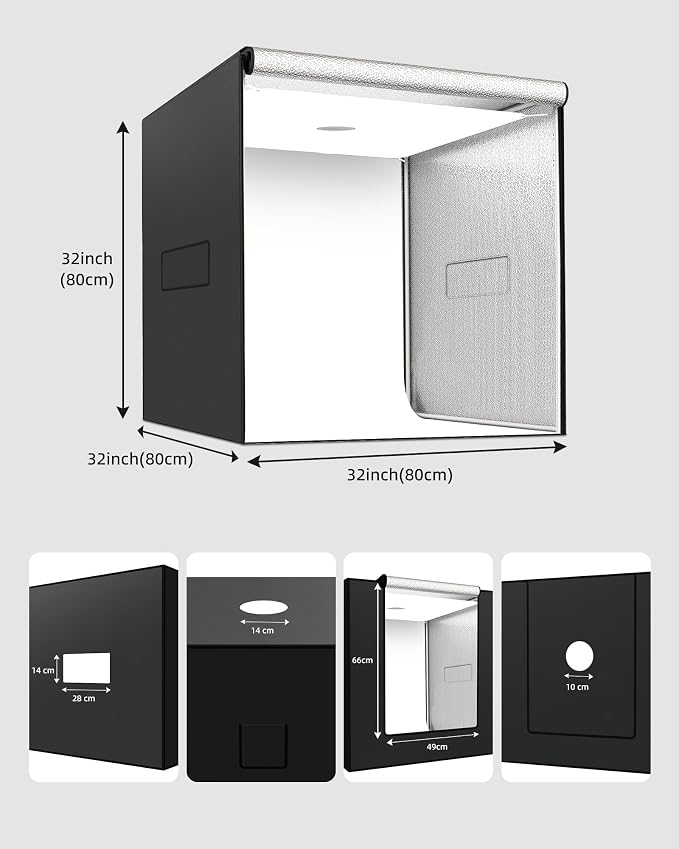 Glendan 32"x32" Light Box Photography, Large Photo Light Box | 3 Light Panels, 792 LED Beads, CRI >95, Professional Photo Booth Shooting Tent Kit with 4 Color Backdrops for Product - Image 7