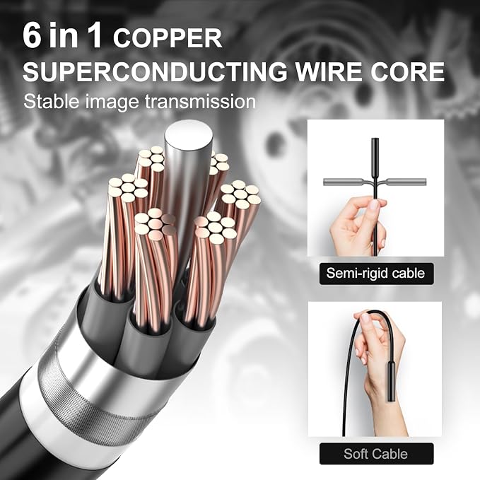 1920P HD Dual Lens Endoscope Camera Semi-Rigid Snake Cable IP67 Waterproof 8LED Lights Dimmable HD Industrial Pipeline Inspection Probe Compatible with Smartphones Endoscope Camera (3.5ft) - Image 6