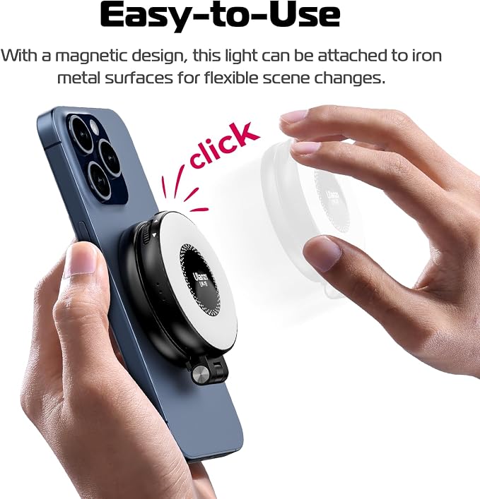 ULANZI Magnetic Selfie Light White, LED Fill Light Compatible with Magsafe, LED Selfie Ring Light Included Sticky Ring for Phones, for Selfies/Photography/TikTok/Zoom Calls/Video Recording - Image 6