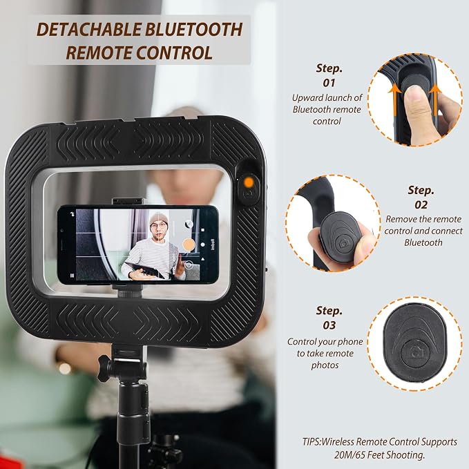 Smartphone Video Rig with Light, Handheld Ring Selfie Light Kit, LED Mobile Video Stabilizer with Built-in 8000mAh Battery for Camera, Smartphone, YouTube, TikTok Video Recording, Makeup - Image 5