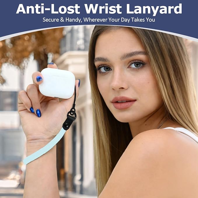Elastic Nylon Wrist Lanyard for AirPods Case, Anti-Lost Strap for AirPods 1/2/3/Pro/Pro 2 Charging Case, Multi-Functional Wrist Strap for Phones Keys Cameras Small Gadgets, Sky Blue - Image 2