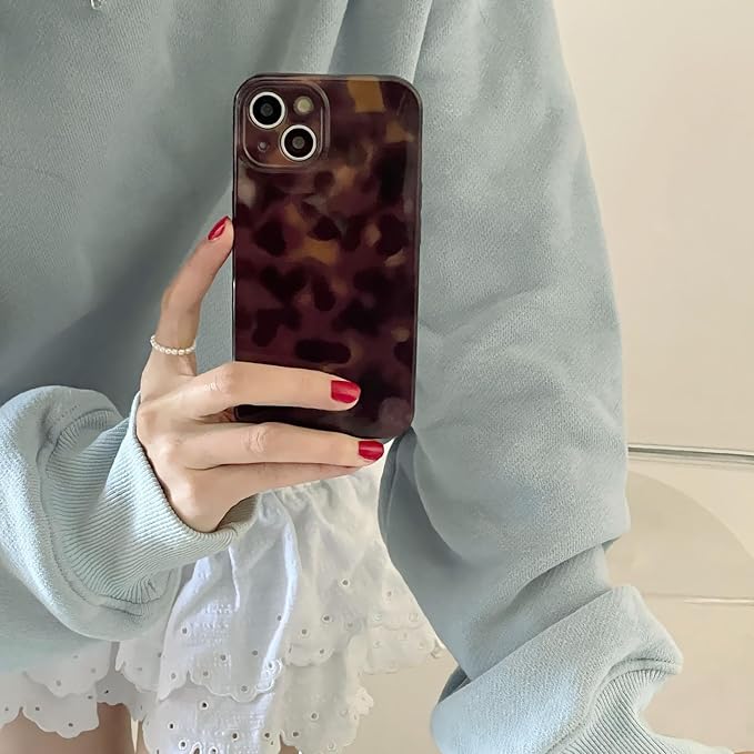 Aesthetic Tortoise Shell Phone Case for iPhone 14 Pro Max Brown | Retro Cool Girl Leopard Print, Brown Amber Cheetah Cute Chic Trendy Full Camera Protective Cover for Women - Image 2