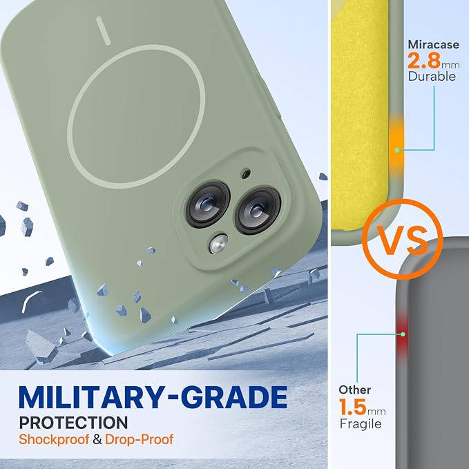 Miracase Silicone & Magnetic for iPhone 15 Plus Case, Patina Green | Compatible with MagSafe, Soft Microfiber Lining, Liquid Silicone Case Shockproof Drop Protection Phone Case for 15 Plus - Image 2