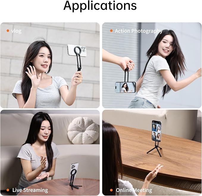 ULANZI MA30 Magnetic Phone Tripod Stand for iPhone - Aluminium Maglock Smartphone Mini Tripod Pocket Cell Phone Stand Strong Magnet Quick Mount Compatible with iPhone 17 16 15 14 13 12 Series, Black - Image 5