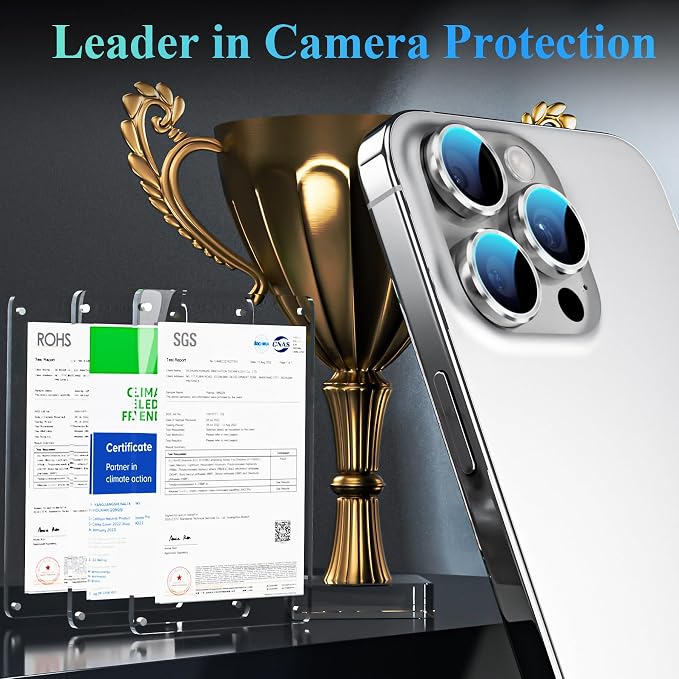 YWXTW Camera Lens Protector for iPhone 16 Pro/iPhone 16 Pro Max, [1 Step Installation Tray] Tempered Glass Screen Protector Metal Individual Camera Cover Accessories Case Friendly (White Titanium) - Image 2