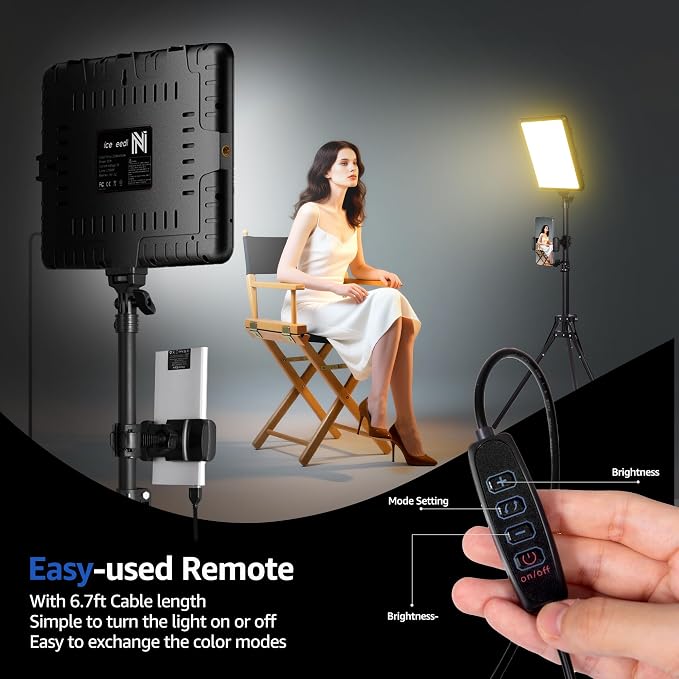 NiceVeedi 1-Pack Photography Lighting Kit, 2800-6500K Bi-Color LED Video Light Kit, Dimmable Studio Light with Tripod Stand & Phone Holder, Light for Video Recording, Game Streaming, YouTube - Image 6