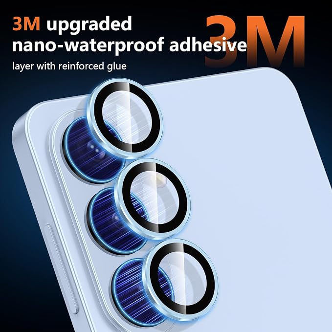 for Samsung Galaxy S26 Plus Camera Lens Protector, Individual Metal Ring Tempered Glass Lens Cover, [Strong Adsorption] Scratch Resistant Ultra-Thin HD Clear Lens Cover, 1 Set-Blue Ring - Image 4