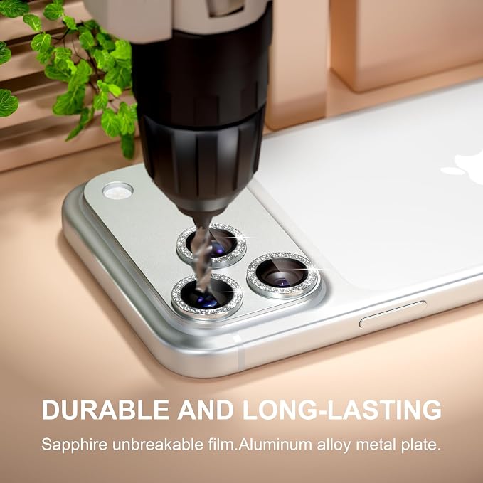 for iPhone 17 Pro Camera Lens Protector, Glitter Silver | [Military Grade Shatterproof] [Strong Adsorption] [Case Friendly] Matte Metal Tempered Glass Camera Screen Cover Accessories - Image 4