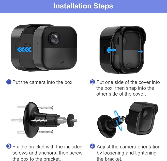 Blink Outdoor Wall Mount for Outdoor 4/2K+ Camera, Blink Sync Module Mount | 1 Pack Weatherproof Protective Cover, 360 Degree Adjustable Mount, Perfect View Angle for Blink Home Security System, Black - Image 7