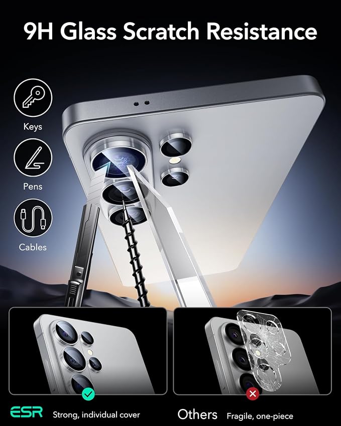 ESR for Samsung Galaxy S24 Ultra Camera Lens Protector, Individual Lens Protectors, Scratch-Resistant Ultra-Thin Tempered Glass with Aluminum Edging, Galaxy S24 Ultra Case Friendly, 1 Set, Silver | Individual Camera Cover, 9H Tempered Glass, Original C... - Image 6