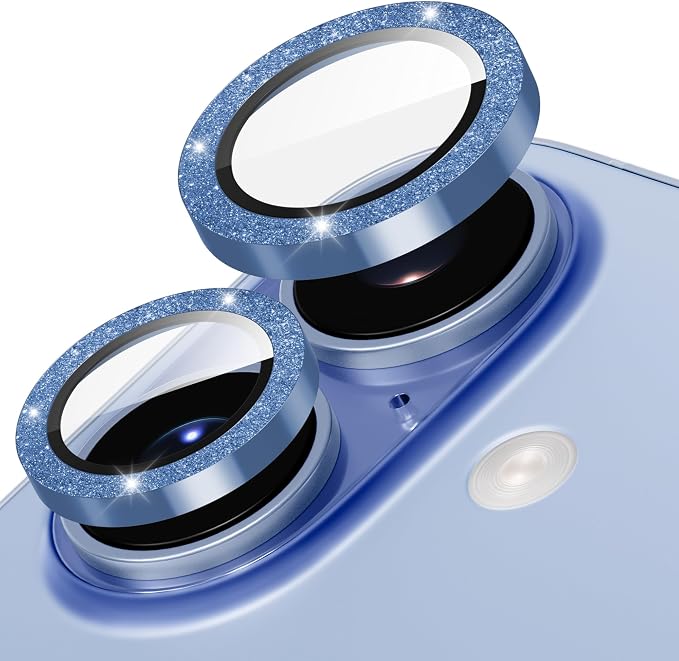Suoman for iPhone 17 Camera Lens Protector, Blue | Bling Glitter, Independent Metal Crystal, Tempered Glass, Strong-Adhesion, Does not Affect Night Shots by Suoman