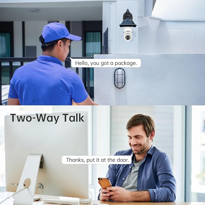 Light Bulb Security Camera -5G& 2.4GHz WiFi 2K Security Cameras Wireless Outdoor Motion Detection and Alarm,Two-Way Talk,Color Night Vision,Human Detection, Bulb Camera Compatible with Alexa 4Pack - Image 2