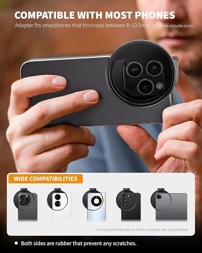 72mm Phone Filter Mount Lens ND Filter Adapter with Cold Shoe Mount, Compatible with 72mm Round Camera Filters, Compatible with iPhone 17 16 15 14 13 12 11 10 Pro Max Plus Samsung Galaxy S24 Ultra - Image 2