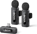 BOYA BY-V20 Wireless Microphones for iPhone 17/16/15 & Android/Laptop | Noise Cancellation, 328ft Range, 9H Battery Life, Mini Mic Clip on Lapel Microphone Wireless for Video Recroding by BOYA