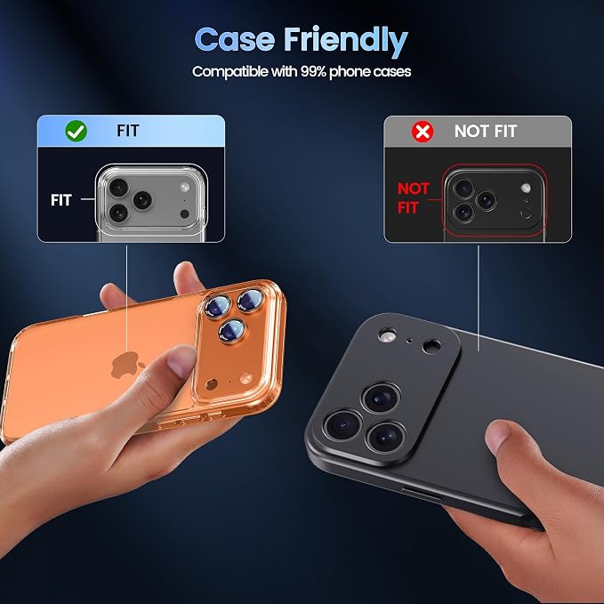 CACOE Metal Camera Lens Protector for iPhone 17 Pro Max | Tempered Glass Cover, Anti-Scratch, Drop-Proof, Strong Adhesion, Camera Screen Cover Accessories, Orange - Image 7