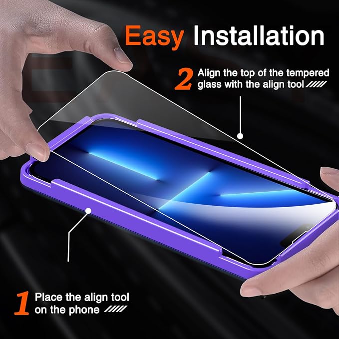 Milomdoi Screen Protector for iPhone 13 Pro,Tempered Glass | 3+3 Pack, 9H+ Hardness, Camera Lens Protector, Military Grade Shatterproof, Easy Installation, No Bubbles, Case Friendly - Image 5