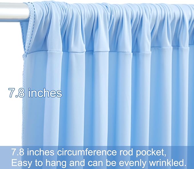8 Panels Baby Blue Backdrop Curtains for Wedding Party Wrinkle Free Backdrops Curtain Drapes Fabric Decorations Photo Back Drop Cloth for Baby Shower Photography Stage Reception 40ft(W) x 12ft(H) - Image 6
