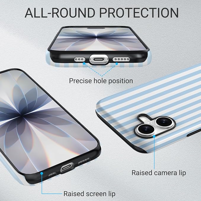 TPU Phone Case for iPhone 17, MagSafe Wireless Charging Compatible, Shockproof Slim Fit Protective Cover with Anti-Yellowing & Raised Camera Protection (Blue Stripe, iPhone 17(6.3")) - Image 3
