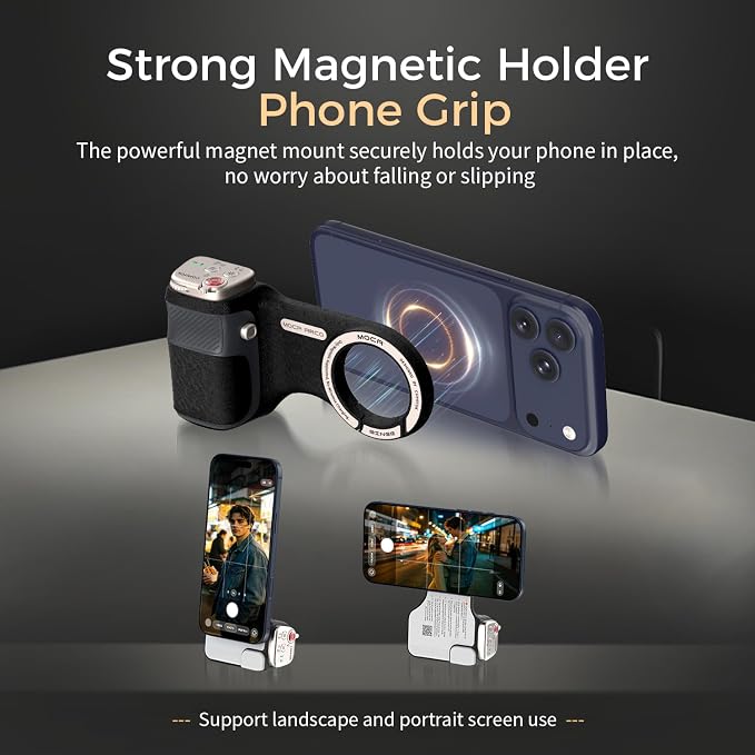 Upgraded Mag-Safe Magnetic Camera Handle Grip with Extended Magnetic Phone Mount with Carabiner & Thumb Rest, Detachable Rechargeable Shutter Remote Compatible with iPhone Pro Max for Video Calls/TK - Image 5