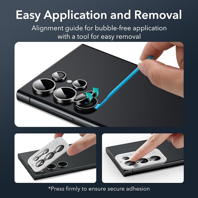 ESR for Samsung Galaxy S24 Ultra Camera Lens Protector, 2 Pack, Black | Individual Camera Cover, 9H Tempered Glass, Original Camera Clarity, Scratch-Resistant, Case Friendly - Image 6