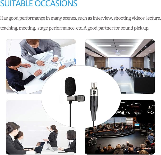 Lavalier Microphone Lapel Microphone Compatible with Shure Wireless Transmitter - Unidirectional Condenser Mic - Mini XLR TA4F Plug - Image 6