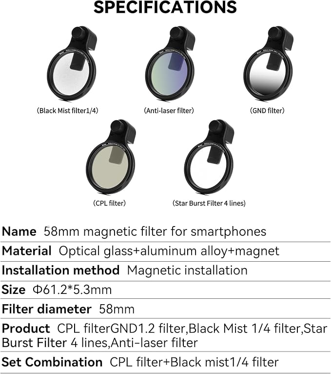 Kase 58mm Magnetic Phone CPL Filter, Circular Polarizer Lens Filter with Quick-Snap Clip, Smartphone Camera Filter for iPhone & Android, Mobile Photography, Travel, Vlogging & Video Recording - Image 9