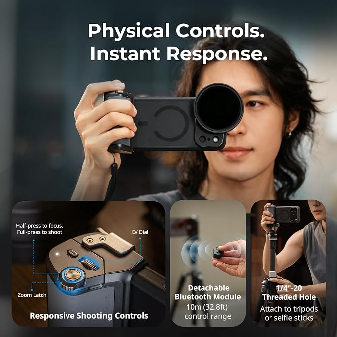 SMALLRIG FilMov Photography Grip Kit w/Filter for iPhone 17 Pro Max, Ergonomic Grip with Shutter & Zoom, 3400mAh Battery Wireless Remote, Phone Creator Kit for Filmmaking, Selfie, YouTube - 6301 - Image 3