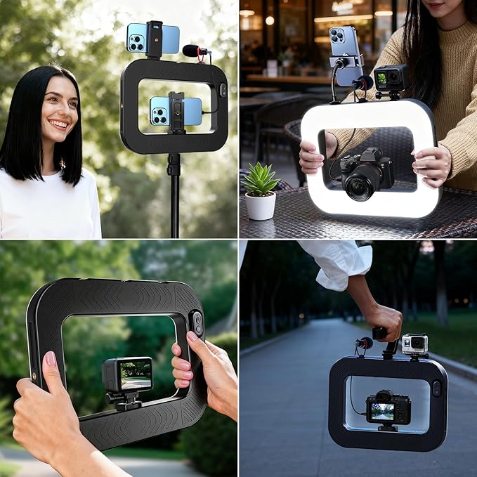 Cell Phone Light for Video Recording, Handheld Phone Stabilizer with Light, 8000mAh LED Selfie Phones Ring Light with Phones Holder, Smartphone Video Rig for Camera, Action Camera, Vlog, TikTok - Image 5