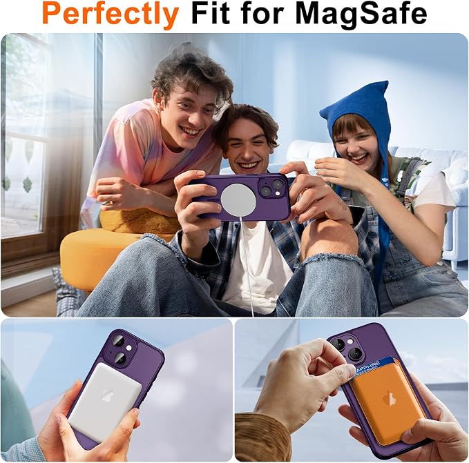 for iPhone 15 Plus Case with Privacy Screen Protector, Purple | Full Camera Protection, Translucent Matte Magnetic, Compatible with MagSafe, Shockproof Phone Cover, Slim Fit Women/Girls - Image 4