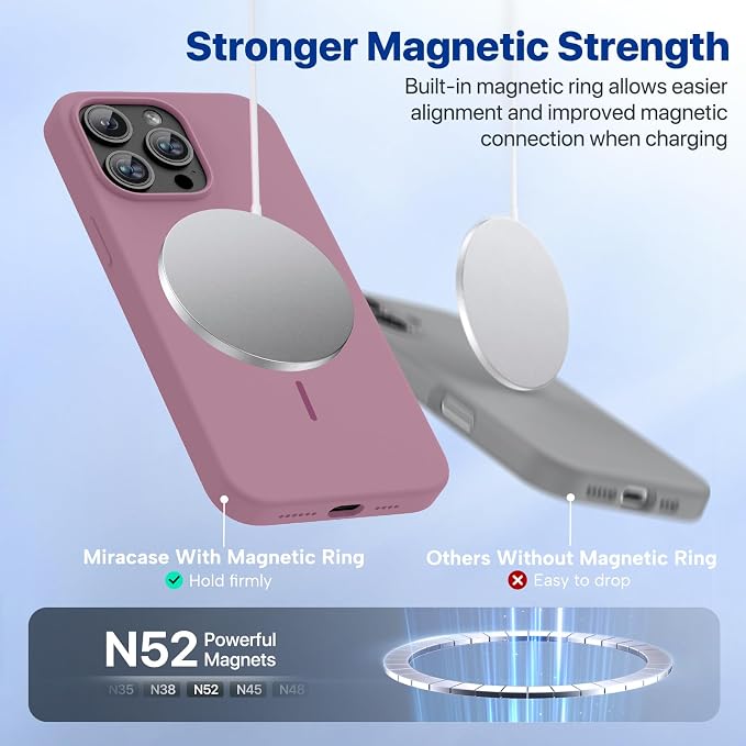 miracase Magnetic for iPhone 15 Pro Max Case, [Soft Anti-Scratch Microfiber Lining], Compatible with MagSafe, Liquid Silicone Case Shockproof Drop Protection Phone Case for 15 ProMax, Blackcurrant - Image 5