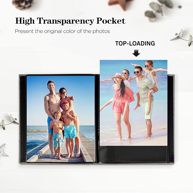Mublalbum 2 Pack Small 8x10 Photo Album, 52 Pockets, Linen Cover,Black | Linen Cover, Portable Mini Picture Book, Holds 52 Vertical Pockets for Artwork Postcards, Picture Storage - Image 3
