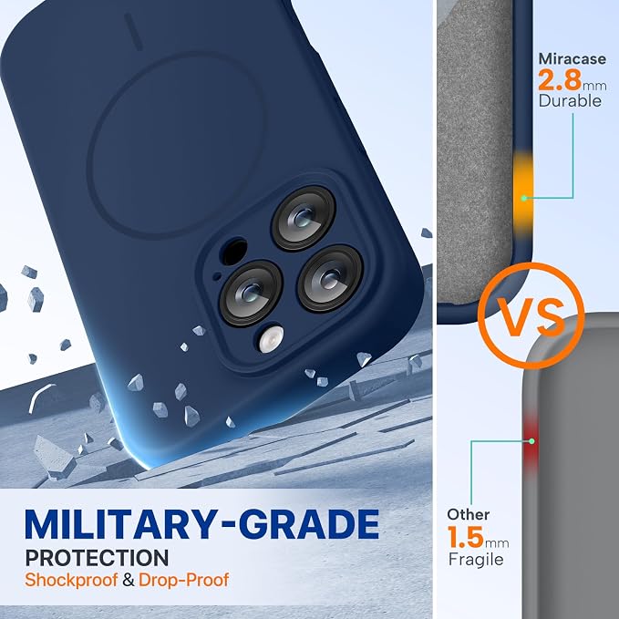 miracase Magnetic for iPhone 16 Pro Max Case, [Soft Anti-Scratch Microfiber Lining], Compatible with MagSafe, Liquid Silicone Case Shockproof Drop Protection Phone Case for 16 ProMax,Dark Blue | Compatible with MagSafe, Soft Microfiber Lining, Premium ... - Image 2