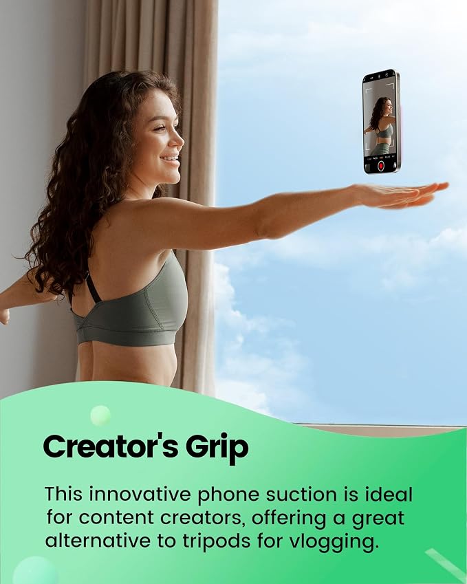amBand Magnetic Suction Mirror Window Phone Holder, Sticky Grip Double Sided Mount for iPhone, Gym Bathroom Kitchen, Hands-Free for Makeup FaceTime Shower Viewing with MagSafe Accessories, Frost White - Image 6