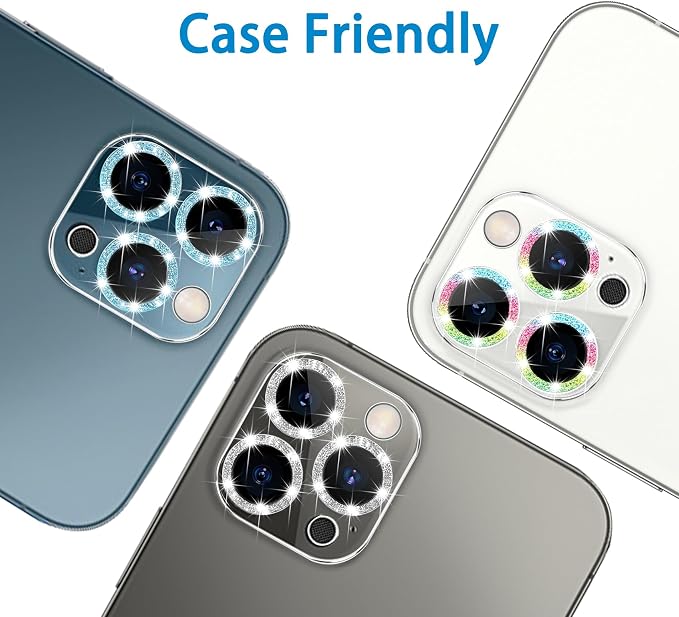 Dengduoduo 3 Pack Tempered Glass Camera Lens Protector for iPhone 12 Pro Max 6.7" Bling Glitter Sparkle, Ultra HD, 9H Hardness, Anti-Scratch, Case Friendly, Easy to Install [No Affect on Night Shots] - Image 7