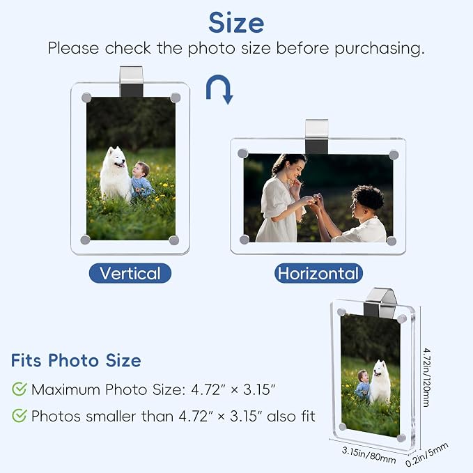 PIFOOG 4PCS Car Visor Picture Holder Gifts for Father Boyfriend Clip Photo Frame Acrylic Magnetic Personalized Memorial Family Dad Mother Couple Wallet Size Photos 3.2 × 4.7 inch - Image 2