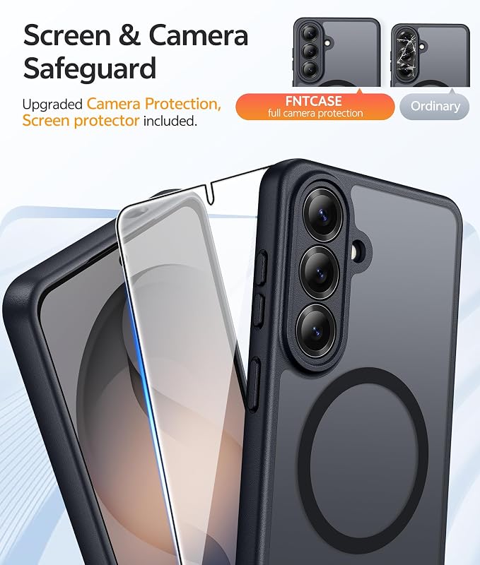 FNTCASE for Samsung Galaxy S26 Case, Fit for Magsafe, with Screen Protector | Full Camera Protection, Translucent Matte, 14FT Military Grade Drop Proof, Shockproof Protective Phone Cover, Black - Image 4